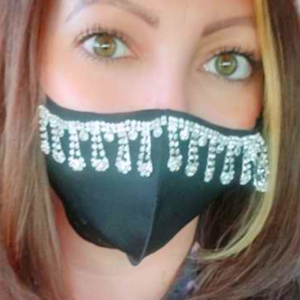 Mask with faux diamonds embellishments.